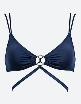 Summer Solids Cross Front Bikini Top - Deep Ink Watercult - Watercult swimsuits sale