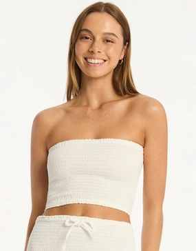 Sunset Beach Bandeau Top - White Sea Level - Sea Level swimwear clearance