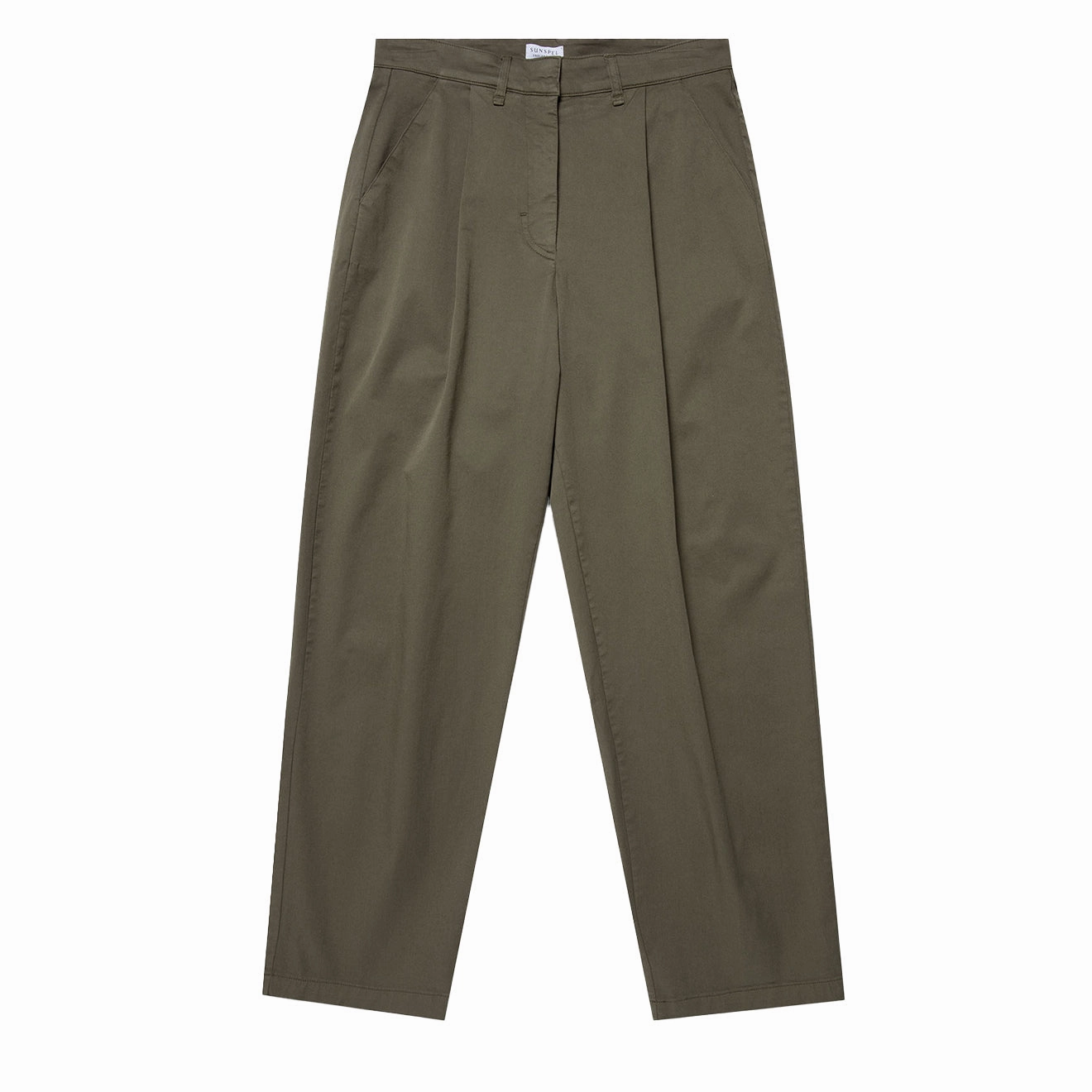 Sunspel Womens Pleated Chino Pale Khaki womens pants flash sale