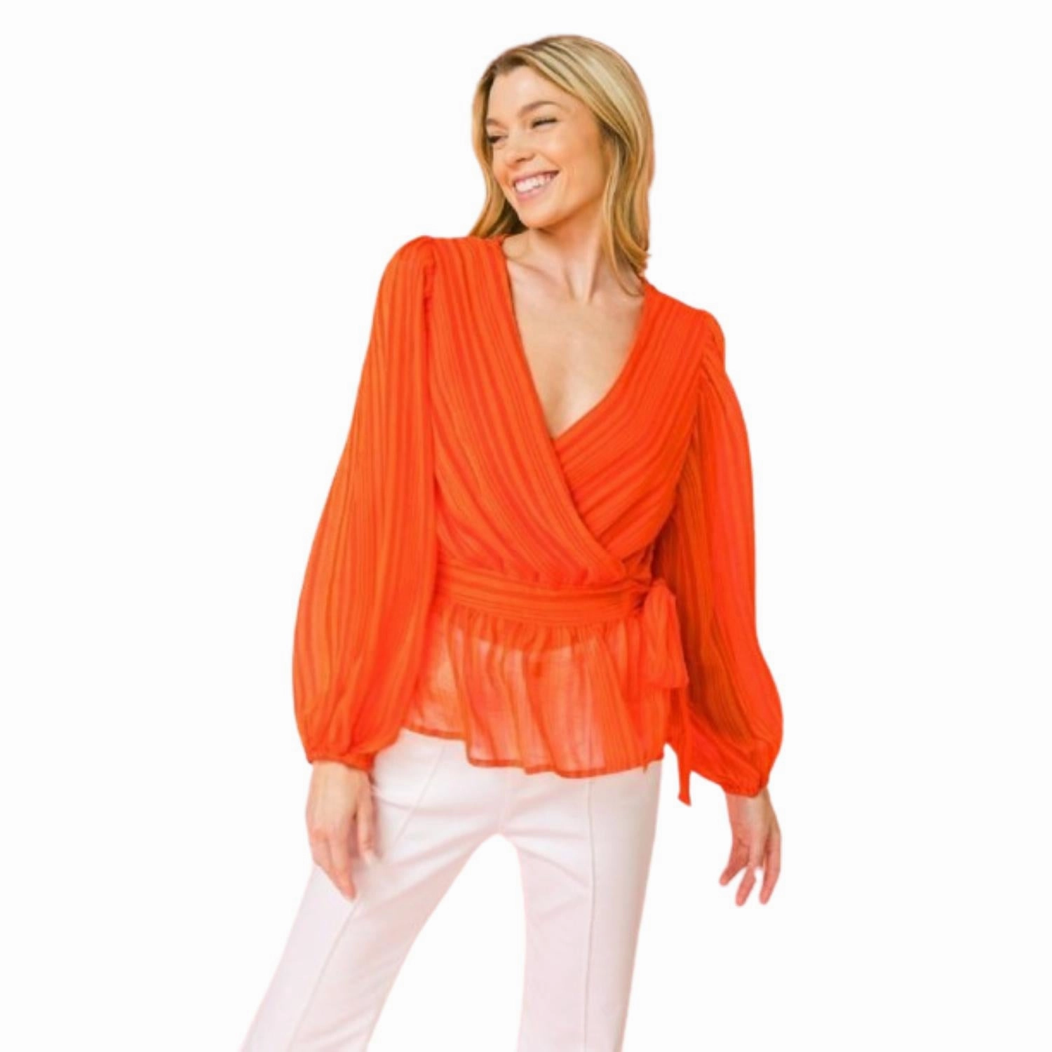 Surplice Neckline Woven Top