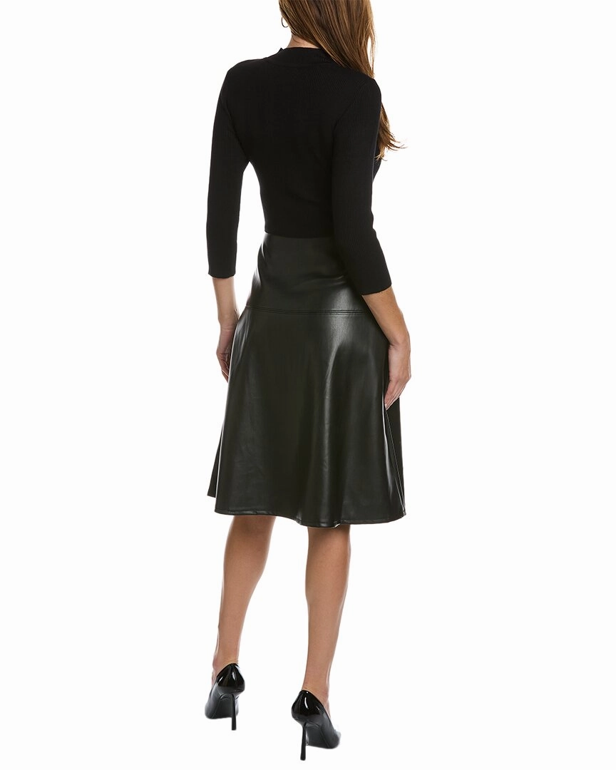 T Tahari Mock Neck Rib Midi Dress