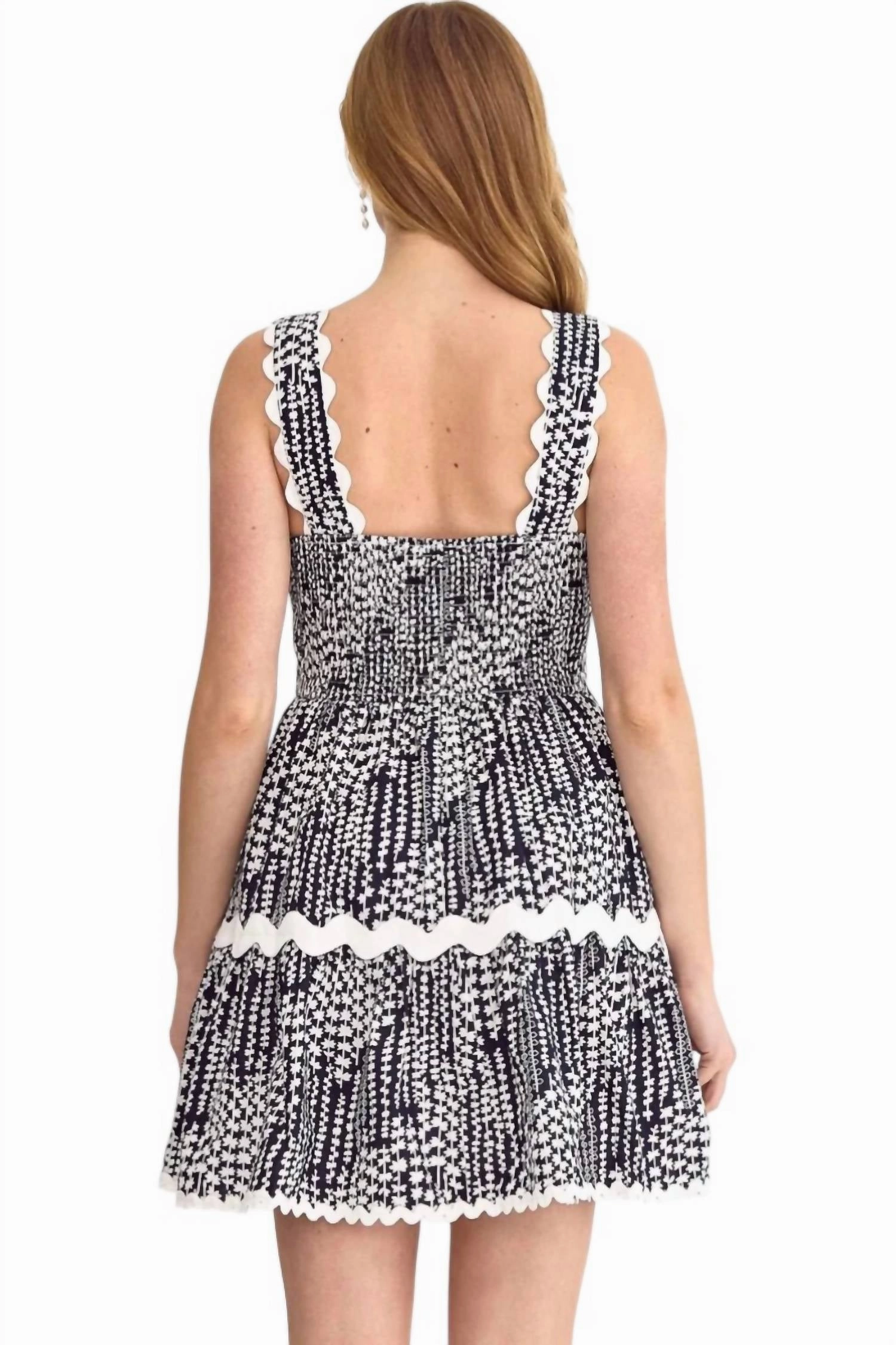 Tabitha Ric-Rac Trim Sleeveless Mini Dress In Navy