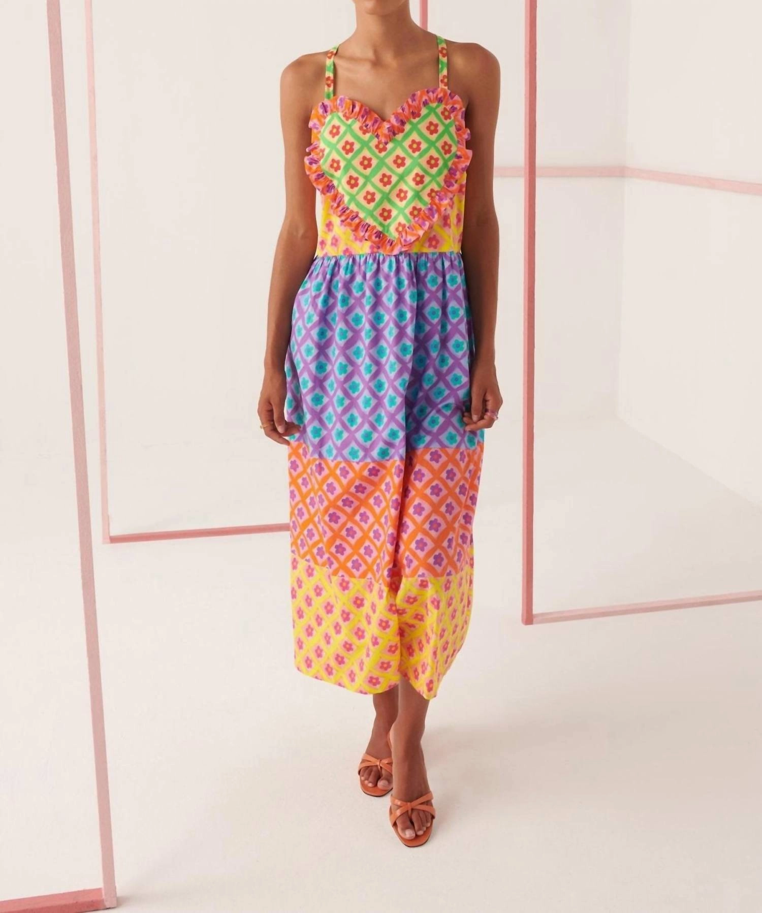 Tahaa Floral Pattern Maxi Dress In Multi