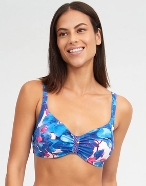 Tahiti Underwired Bikini Top - Blue Floral Nuria Ferrer - Nuria Ferrer fashion sale