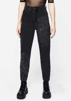 Tarantism Embroidered Mom Jeans Bottoms Womens - women's jeans sale