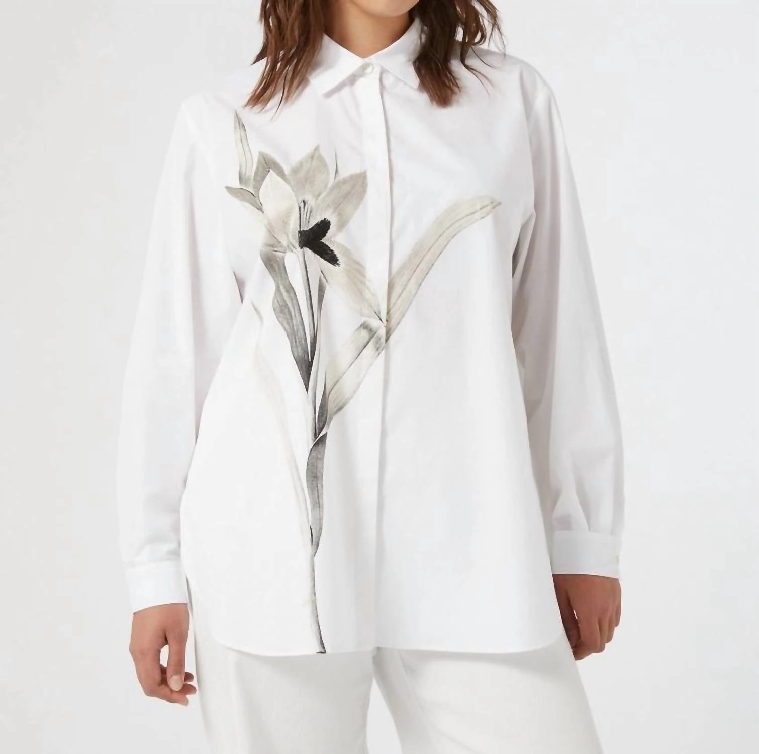 Tartufo Poplin Embroidered Shirt In Optical White