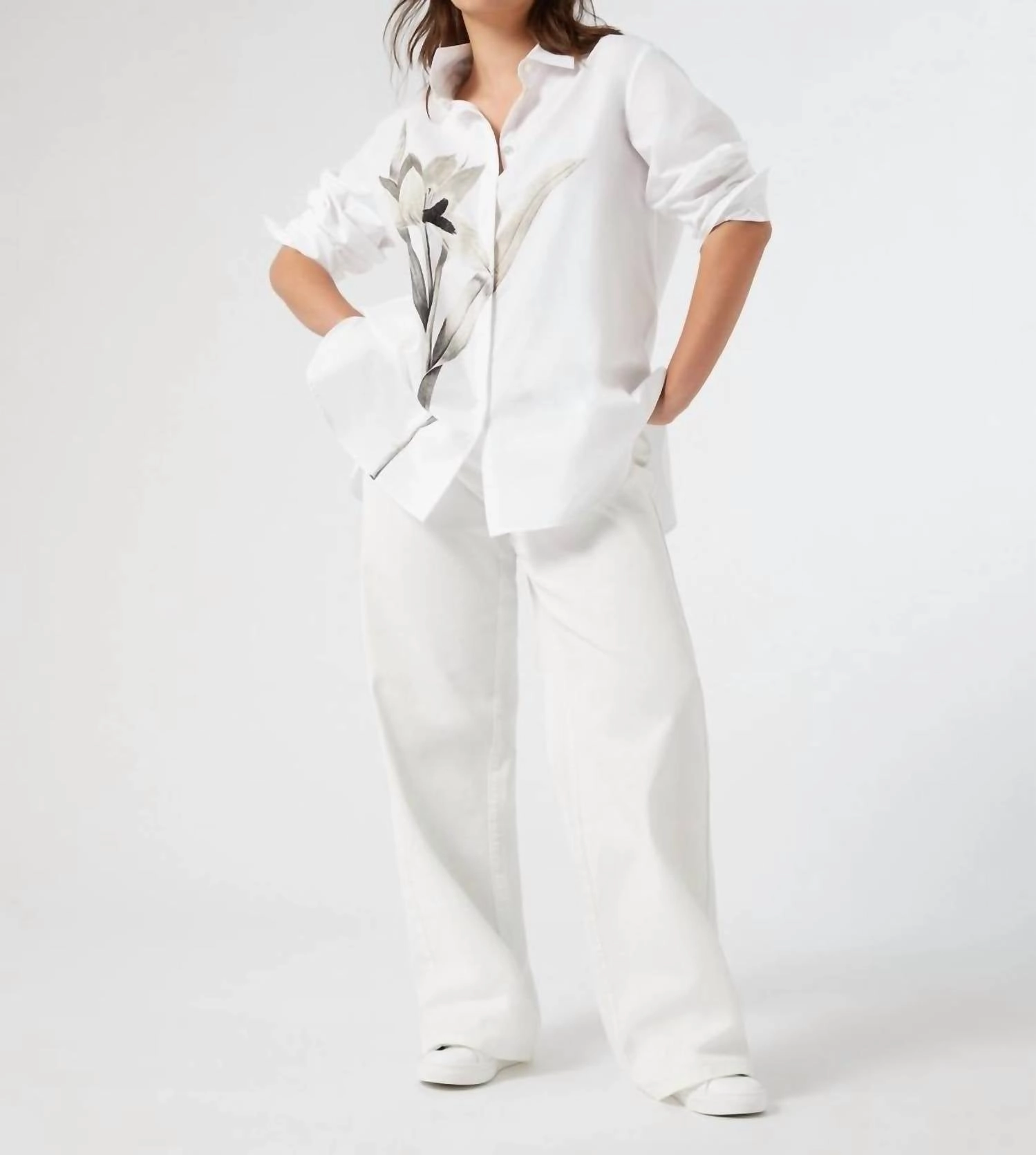 Tartufo Poplin Embroidered Shirt In Optical White