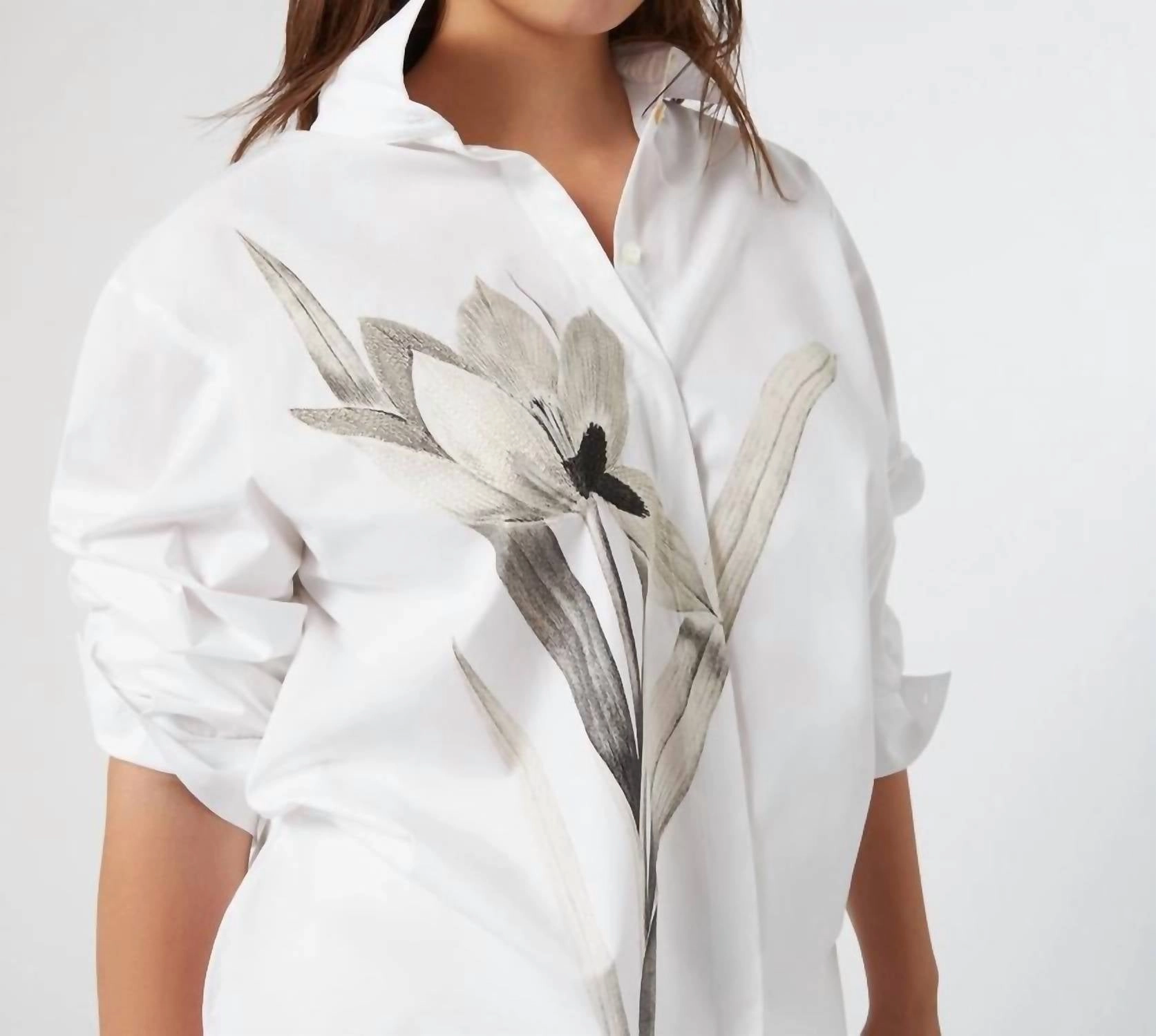 Tartufo Poplin Embroidered Shirt In Optical White