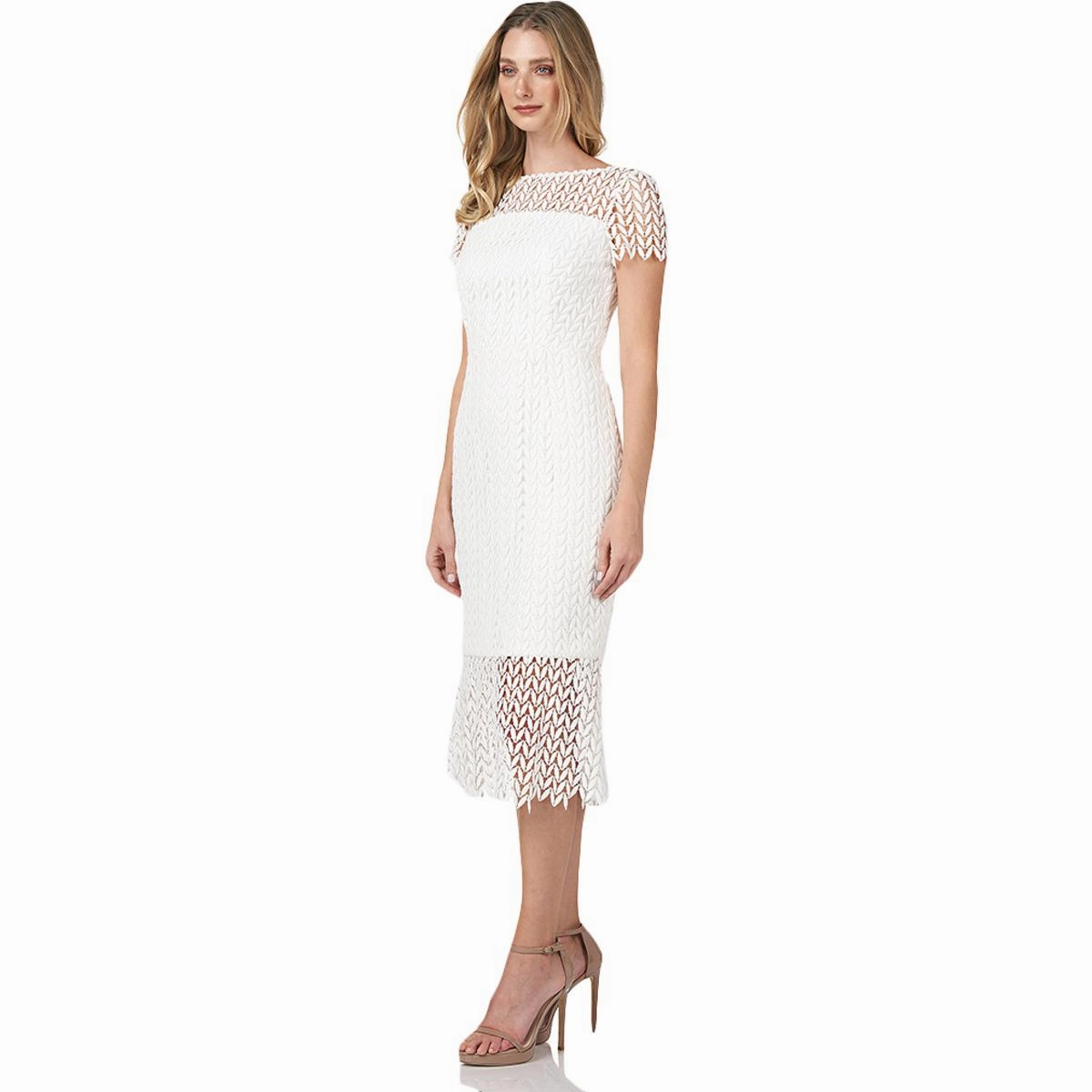 Tatum Womens Embroidered Midi Cocktail and Party Dress