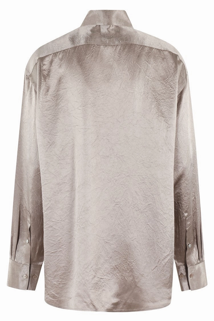 Taupe Crinkle Satin Shirt