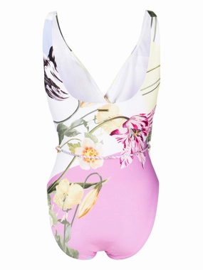 Ted Baker Rozieh White Pastel Print Wrap One Piece Swimsuit Swim Womens - push-up swimsuits cheap