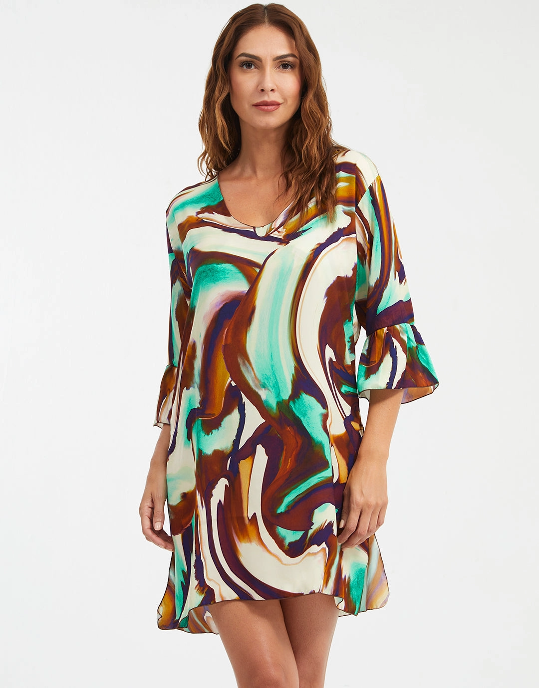 Telma Dress - Turquoise and Brown Nuria Ferrer - Nuria Ferrer fashion sale