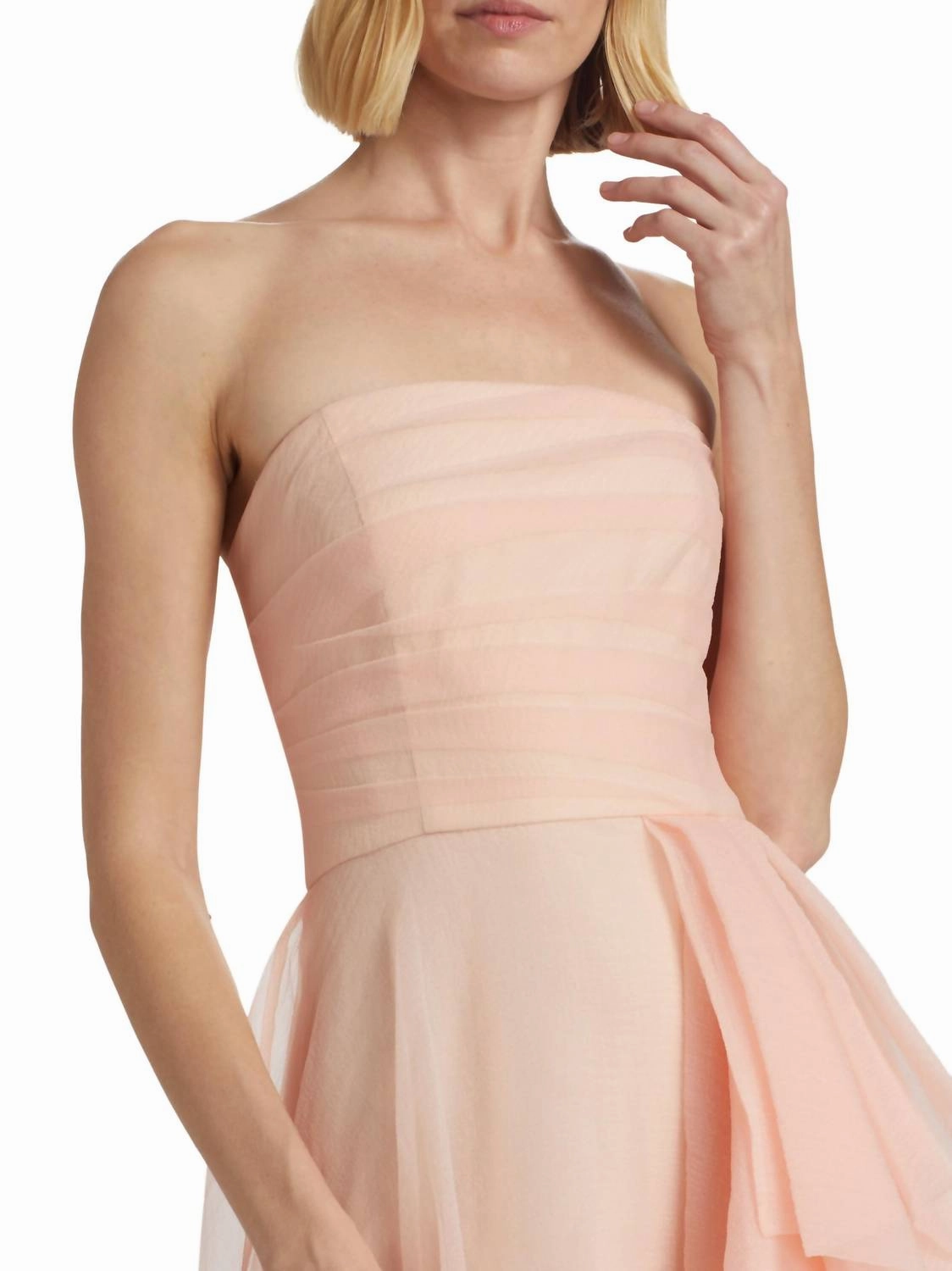 Teresa Strapless Draped Gown In Blush