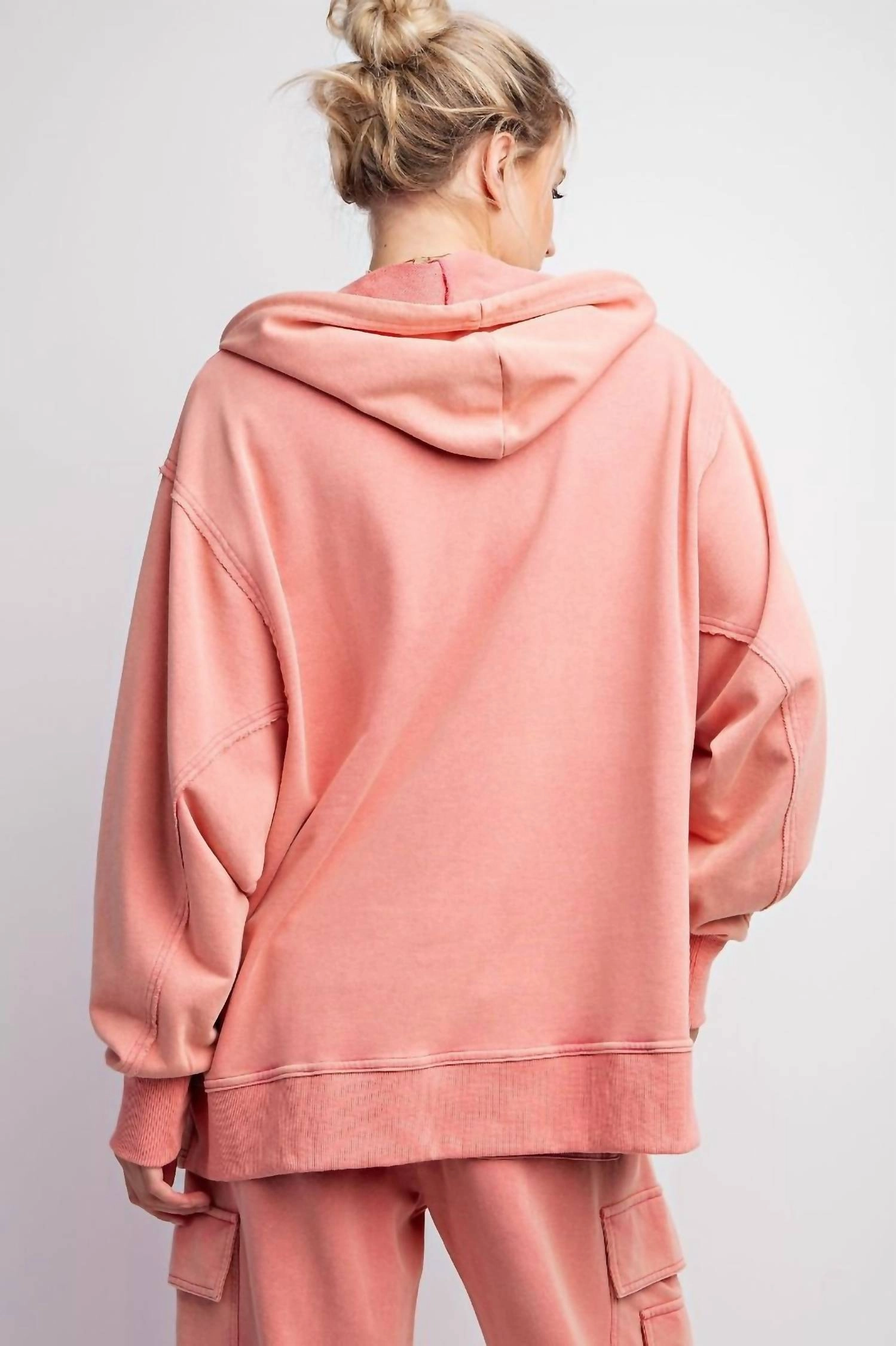 Terry Knit Hoodie In Rose