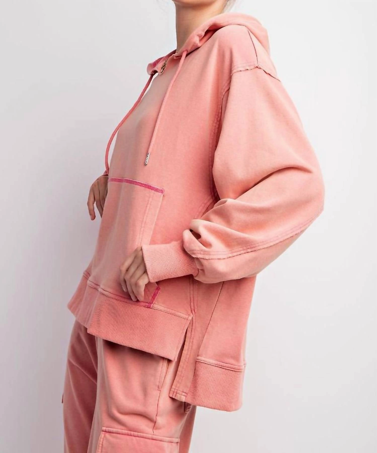 Terry Knit Hoodie In Rose
