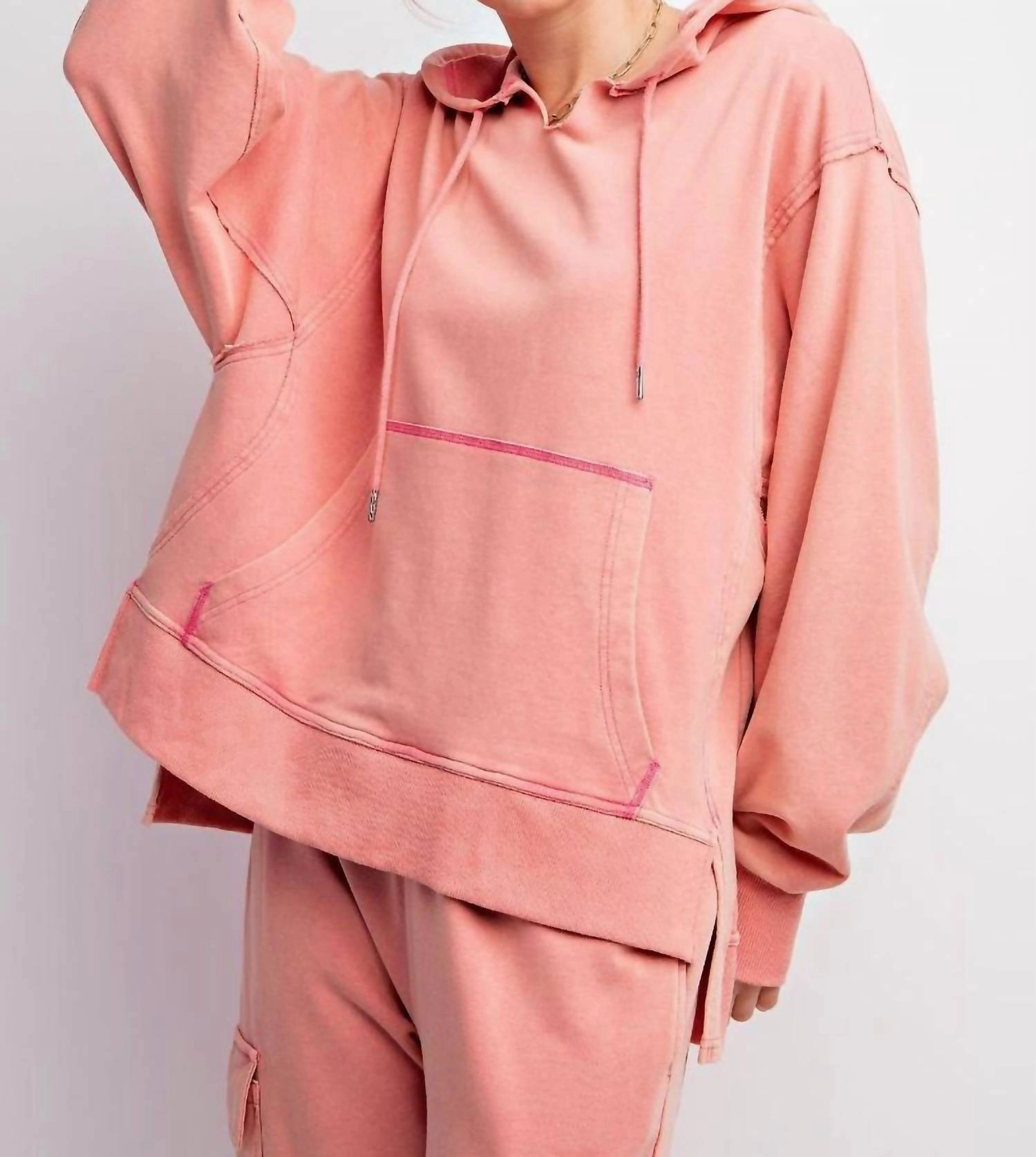 Terry Knit Hoodie In Rose