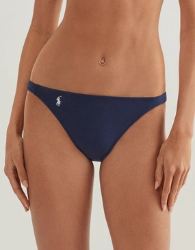 Terry Side Tab Devin Hipster Bikini Pant - Navy Blue Swim Womens - beachwear discount