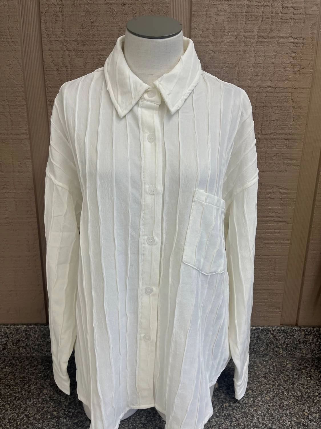 Textured Collared Top In White
