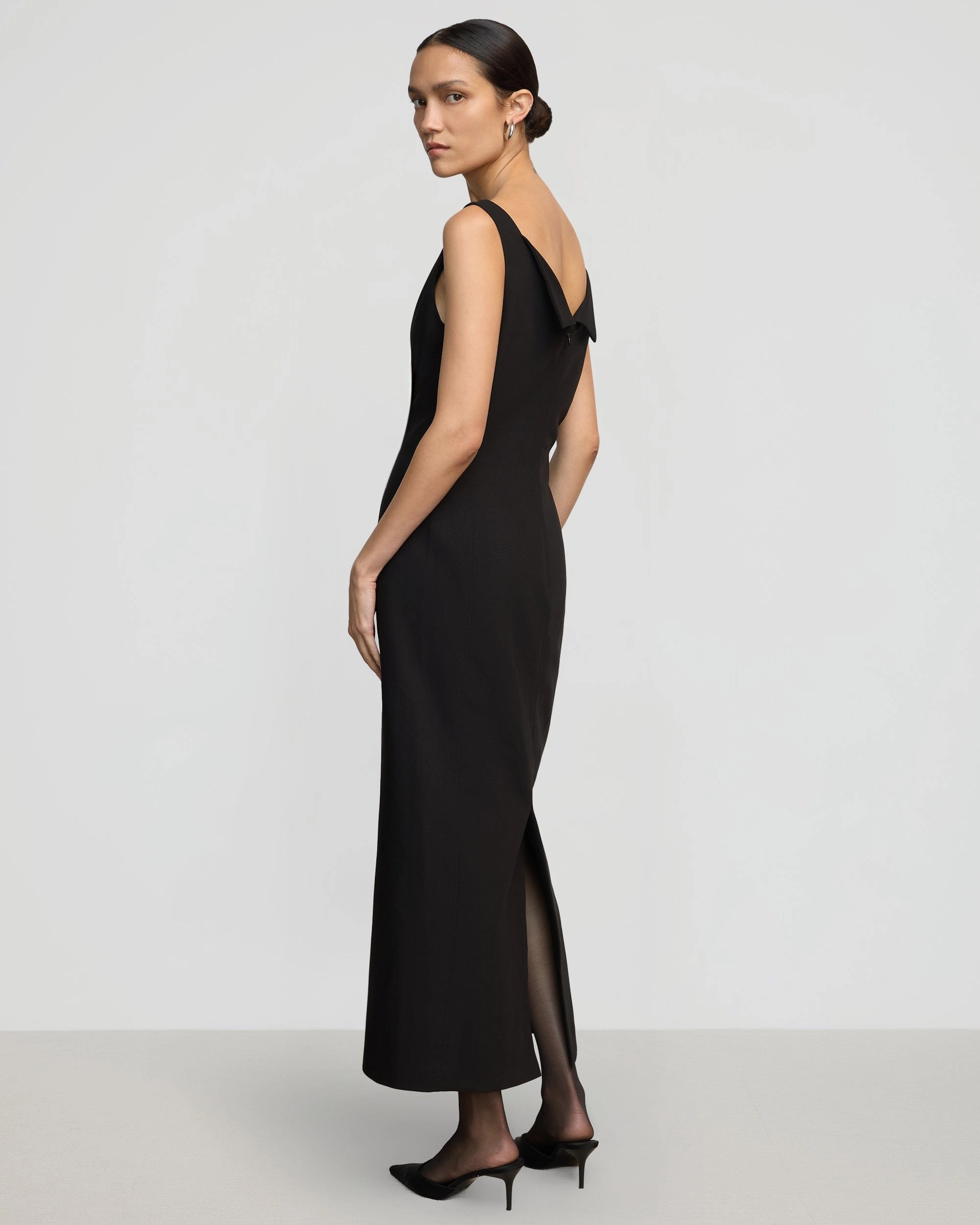 Thanya Wide-Neck Split-Back Dress