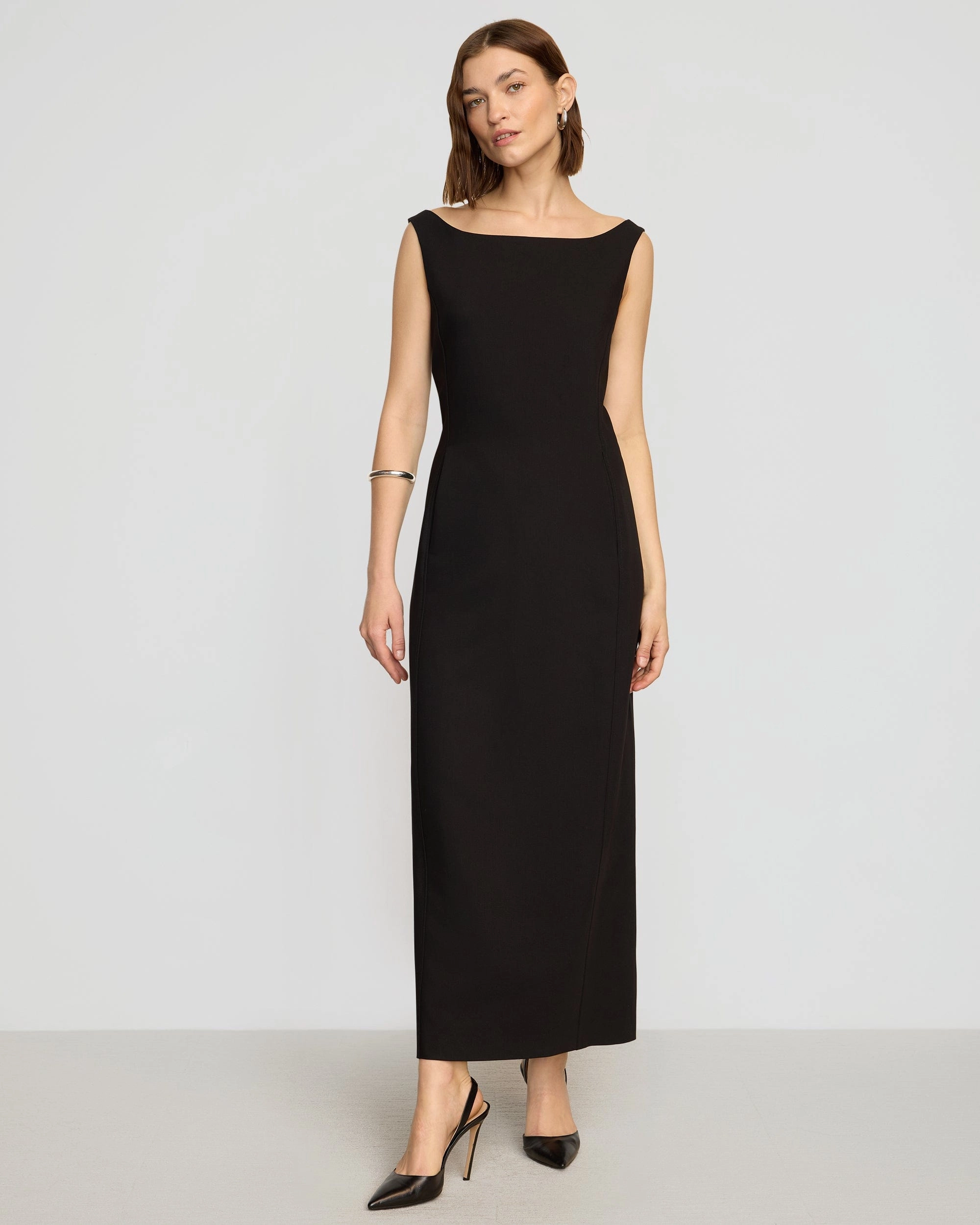 Thanya Wide-Neck Split-Back Dress