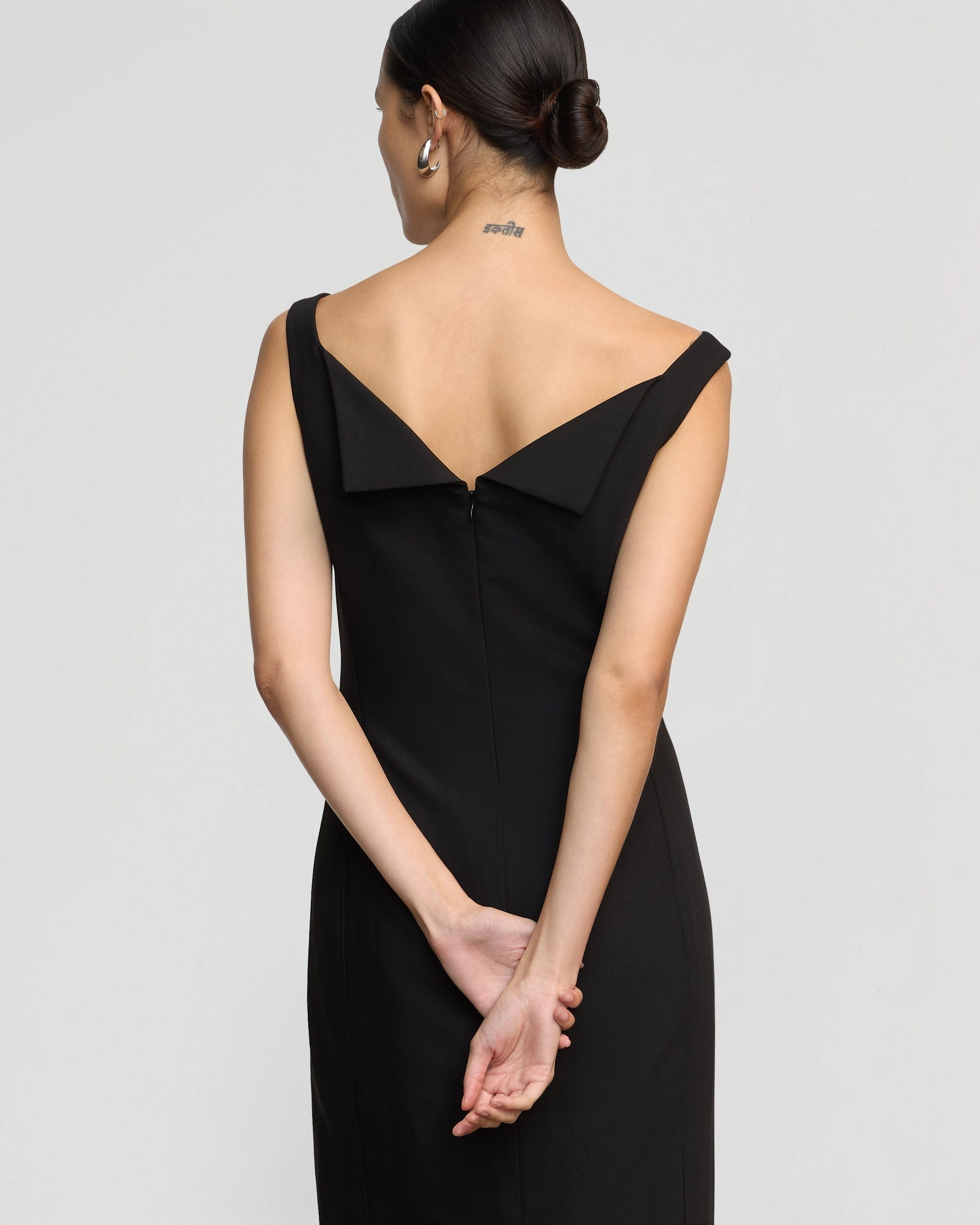 Thanya Wide-Neck Split-Back Dress