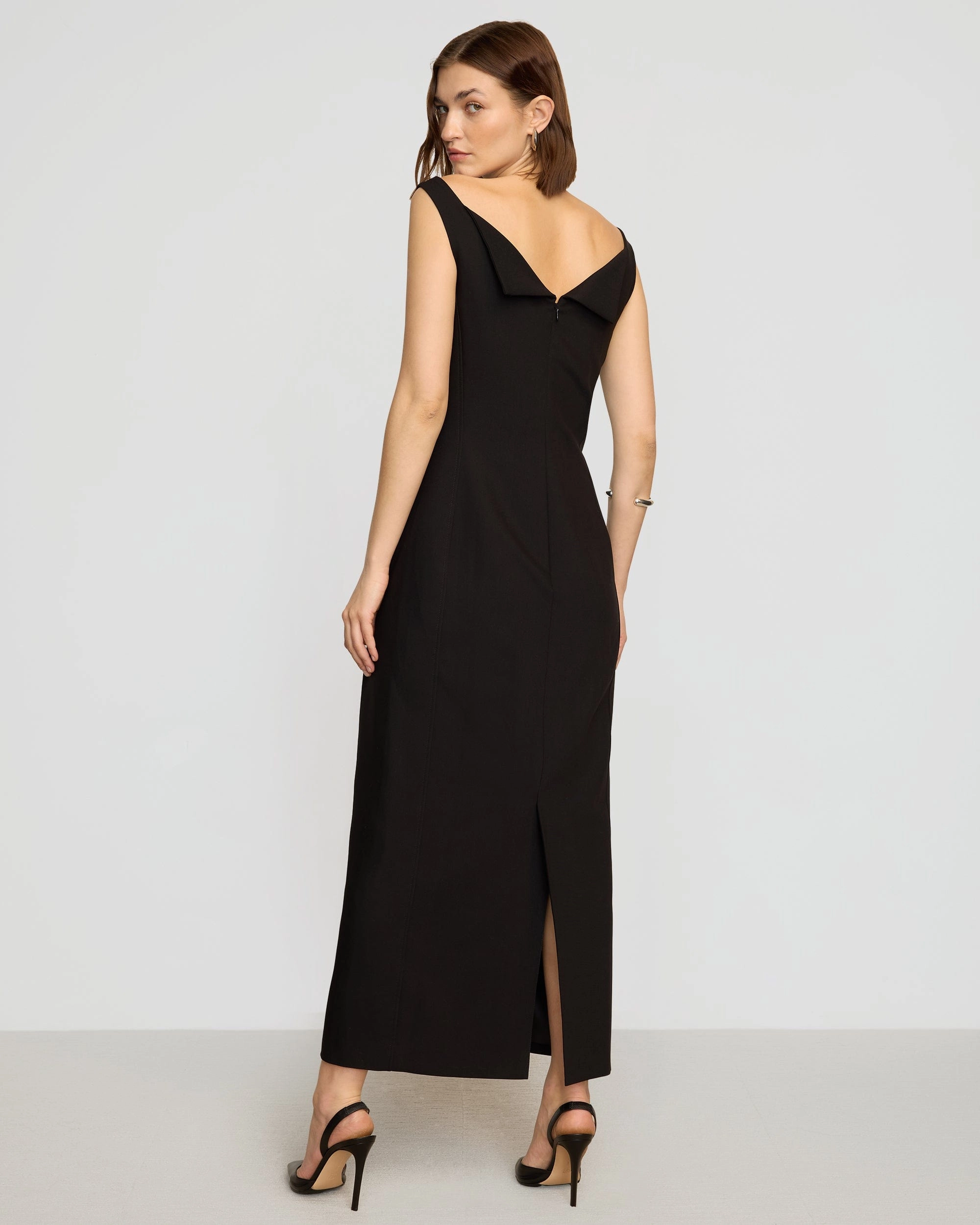 Thanya Wide-Neck Split-Back Dress