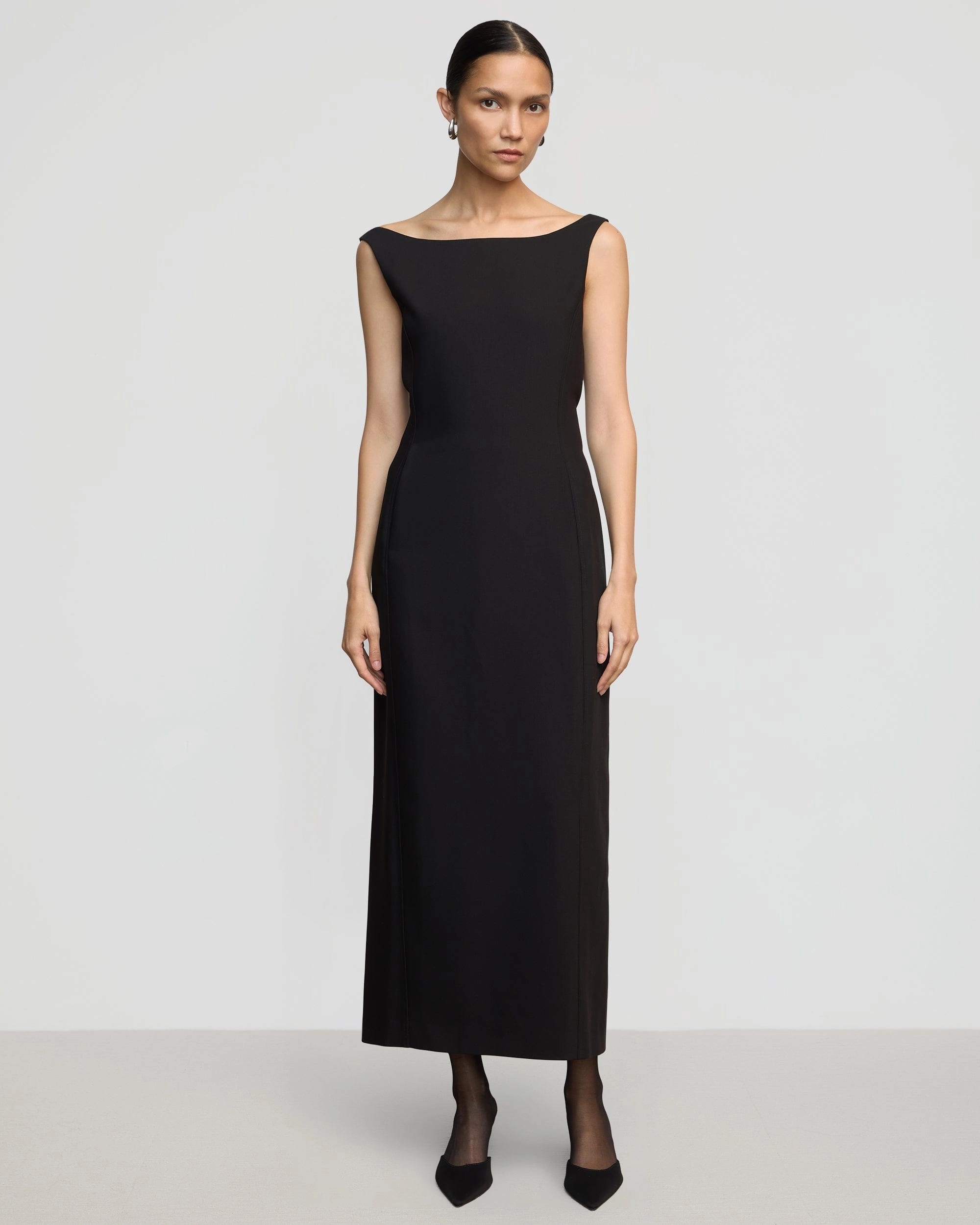 Thanya Wide-Neck Split-Back Dress