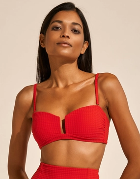 The Bloom Bandeau Bikini Top - Radiant Red Maryan Mehlhorn - Maryan Mehlhorn dresses