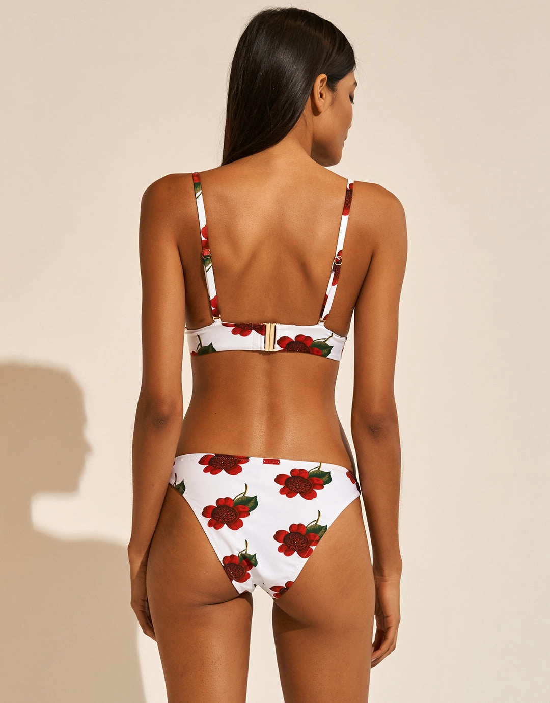 The Bloom Ring Side Bikini Pant - White Red