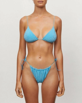 The Gathered Tie Pant Bikini In Turquoise Swim Womens - halter swimsuits