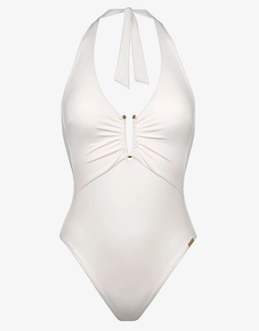 The White Collection Halter Swimsuit - Natural White Maryan Mehlhorn - Maryan Mehlhorn dresses