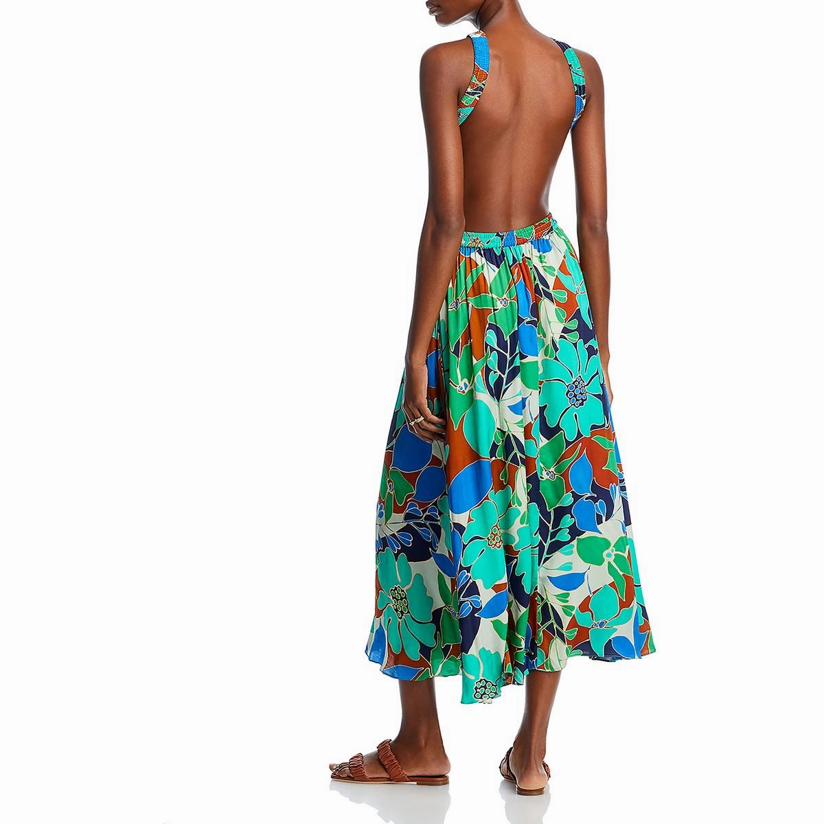 Theia Womens Printed Cut-Out Maxi Dress