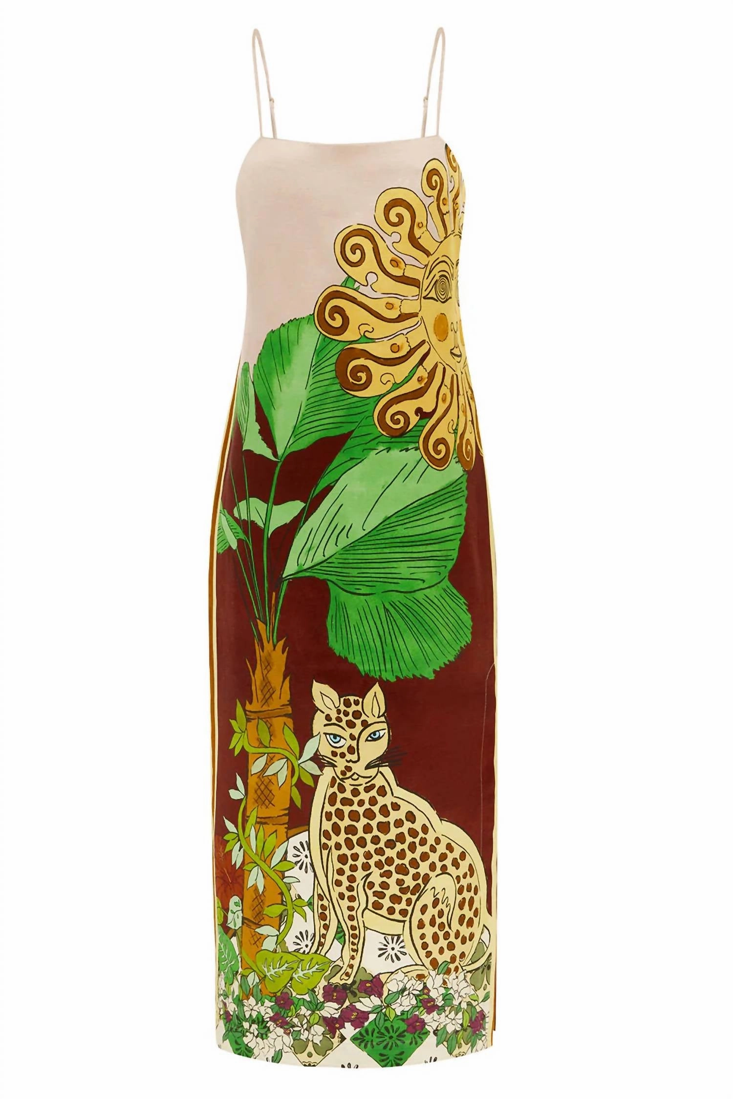 Tiger Slip Dress In Brown