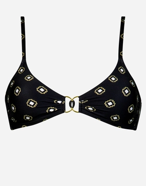 Tiles Craft Bralette Bikini Top - Black Neutrals Swim Womens - beachwear discount