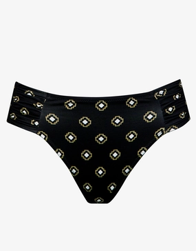 Tiles Craft Ruched Side Hipster Bikini Pant - Black Neutrals Watercult - Watercult swimsuits sale
