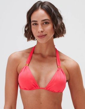 Timeless Halter Bikini Top - Bright Coral Swim Womens - beachwear discount