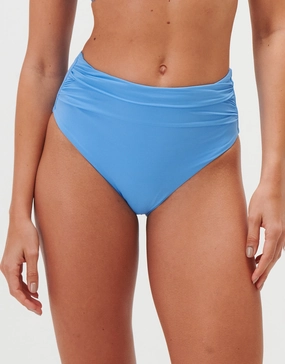 Timeless Ruched High Waist Bikini Pant - Cerulean Swim Womens - beachwear discount