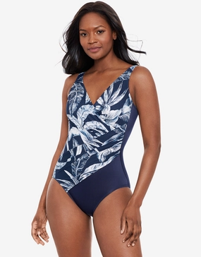 Tropica Toile Oceanus Swimsuit - Navy White Swim Womens - sport swimwear clearance
