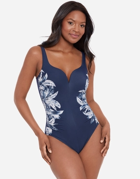 Tropica Toile Temptress Swimsuit - Navy White Miraclesuit - Miraclesuit swimwear clearance