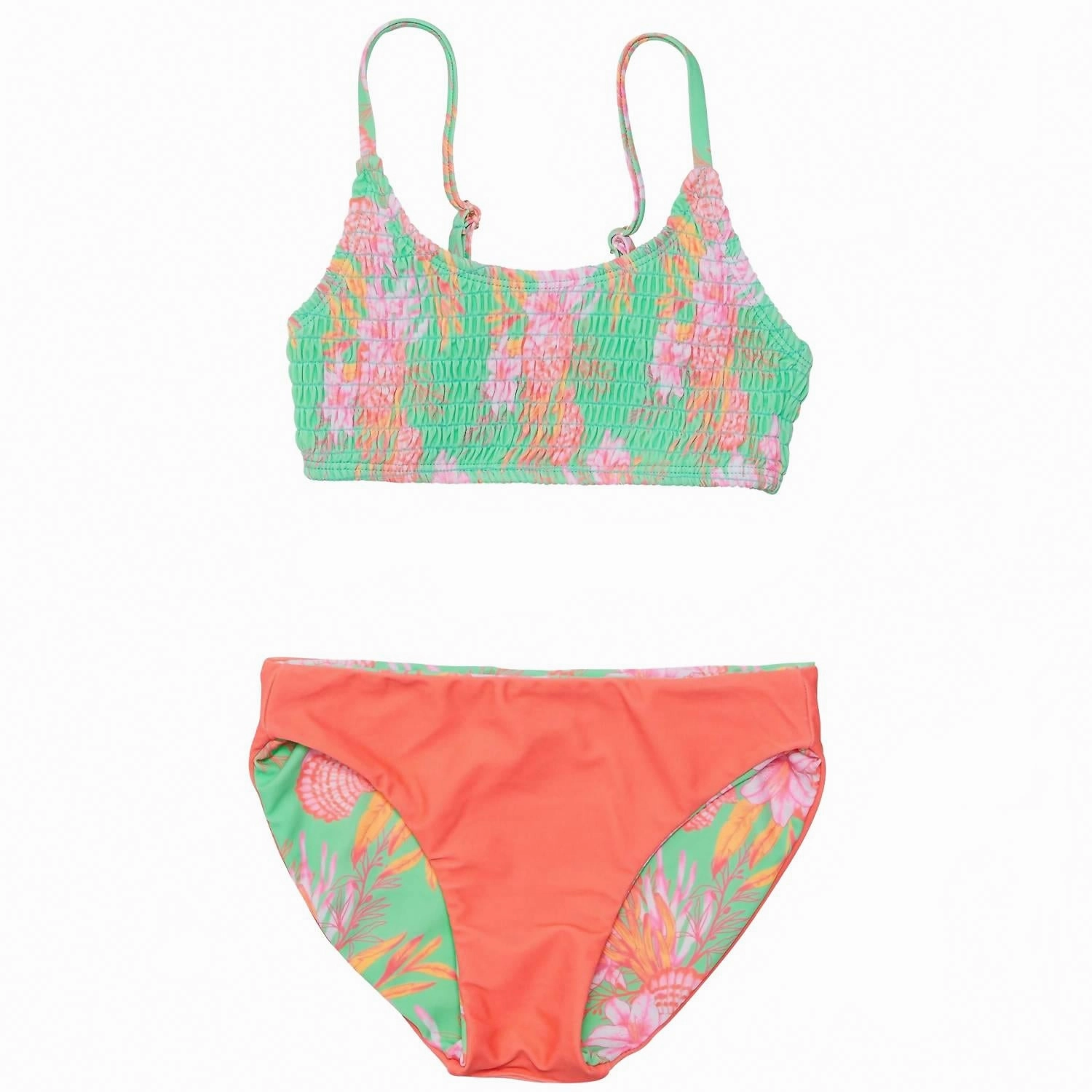 Tween Coastal Shells Sustainable Bikini Set In Green