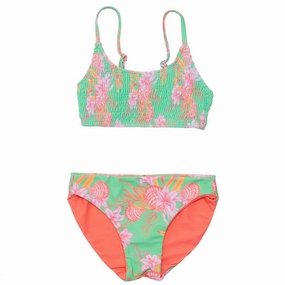 Tween Coastal Shells Sustainable Bikini Set In Green Swim Womens - underwire swimsuits