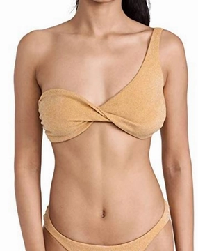 Twist Top In Gold Swim Womens - tie-side bikinis