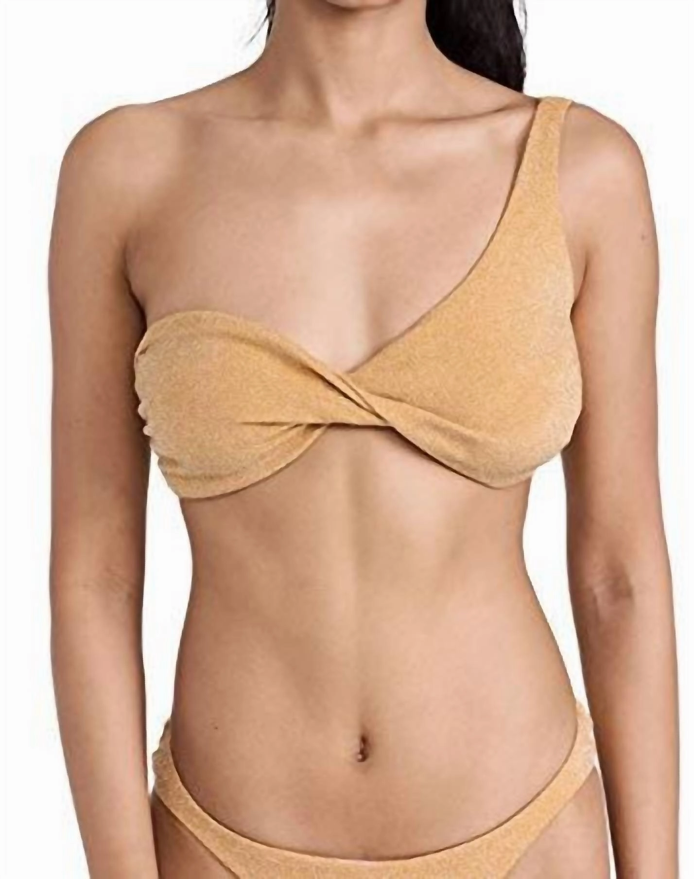 Twist Top In Gold Swim Womens - tie-side bikinis