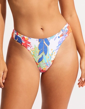 Under the Sea High Leg Ruched Side Bikini Pant - White Swim Womens - sport swimwear clearance