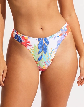 Under the Sea High Leg Ruched Side Bikini Pant - White Swim Womens - one-pieces cheap