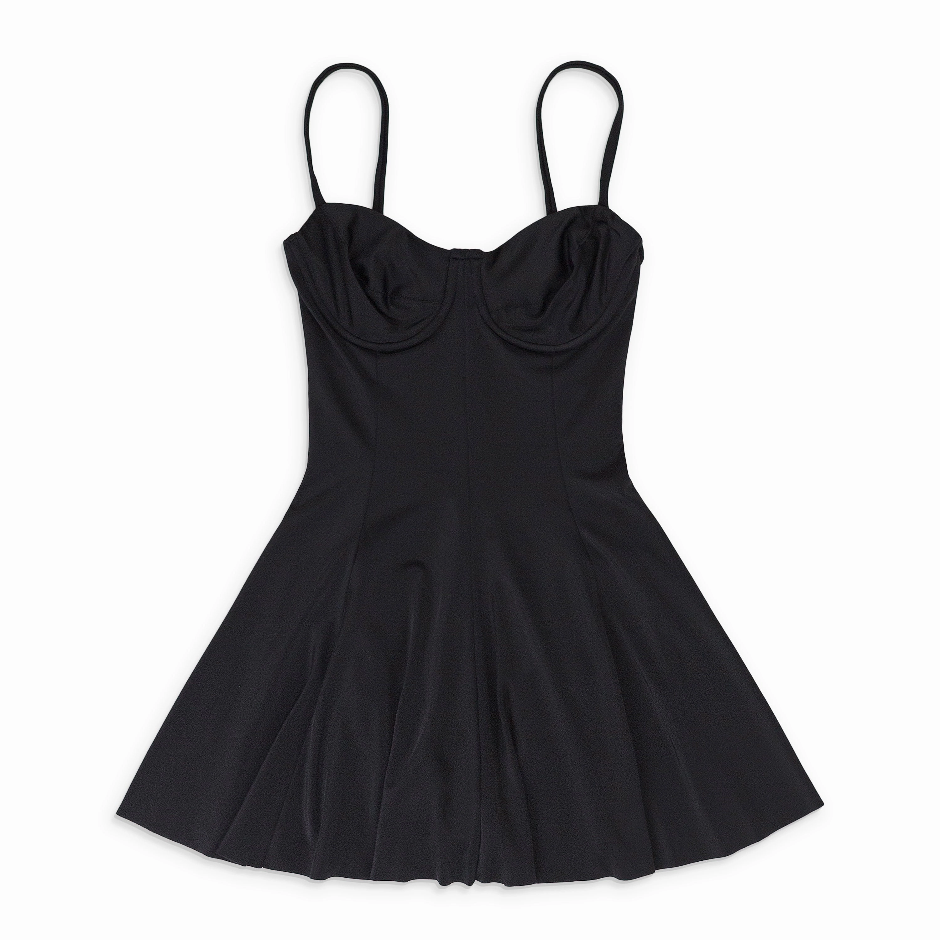 UNDERWIRE SWIM DRESS BLACK ONE-PIECE SWIMSUITS Swim Womens - shirred swimwear