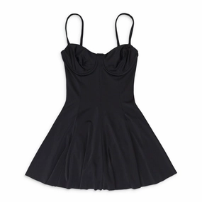 UNDERWIRE SWIM DRESS BLACK ONE-PIECE SWIMSUITS Swim Womens - shirred swimwear