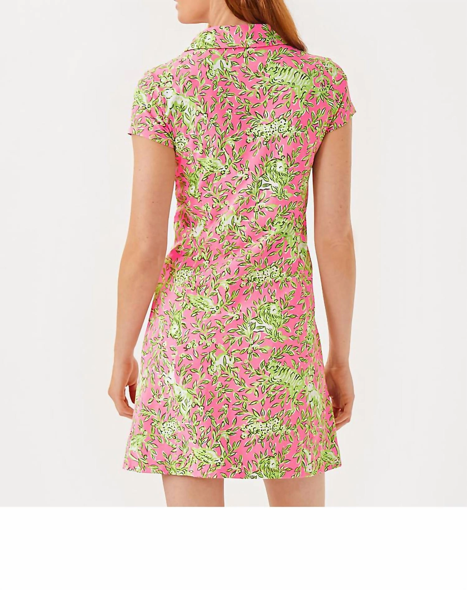 Upf 50  Luxletic Frida Scallop Polo Dress In Rousseau Pink Mane Character Energy
