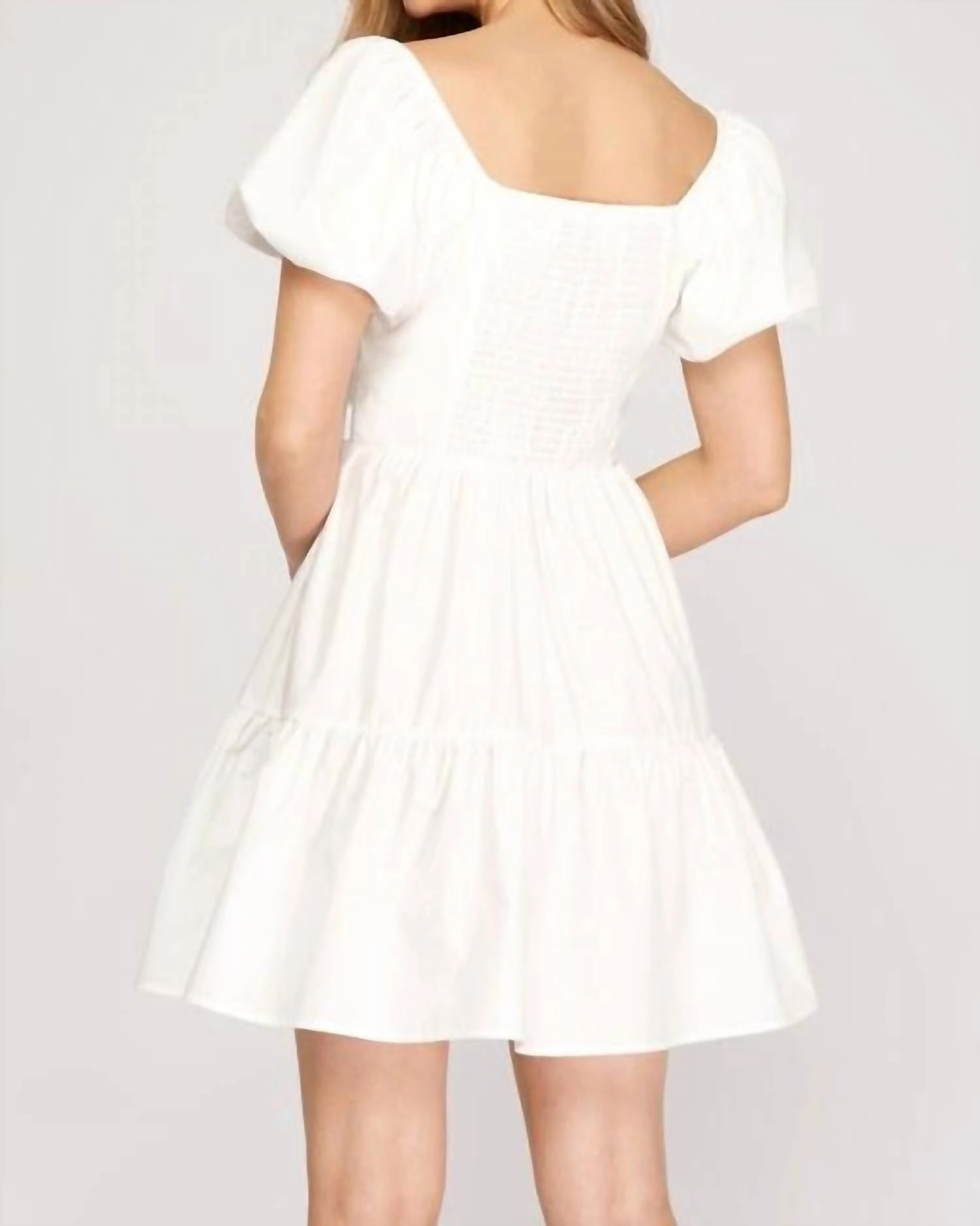 V Neck Dress In White