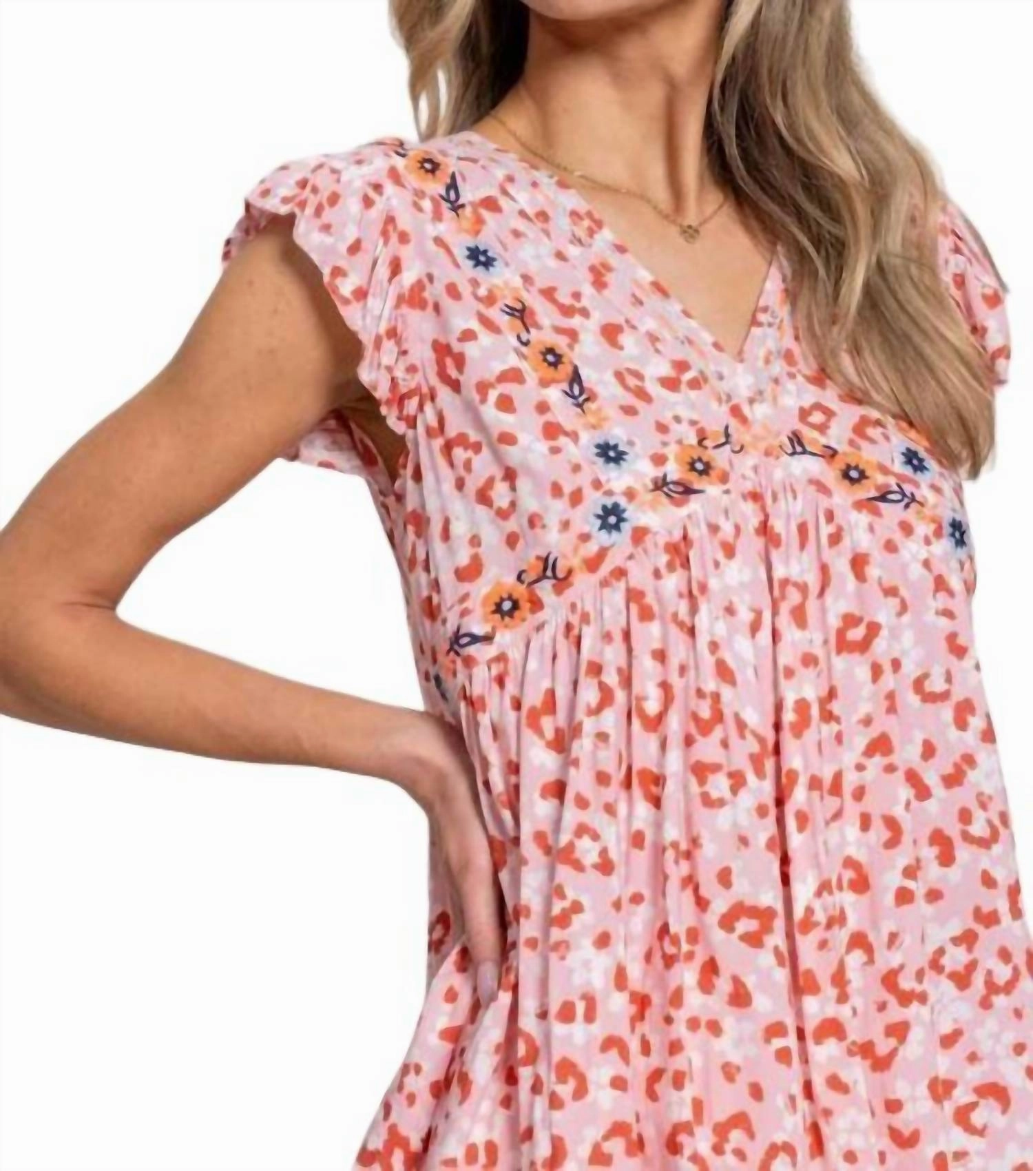 V-Neck Top In Pink